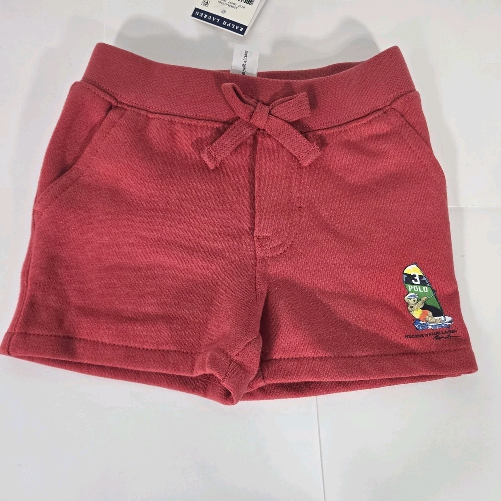 Polo Ralph Lauren Girl Shorts Bear Surfer Red Size 3M NWT